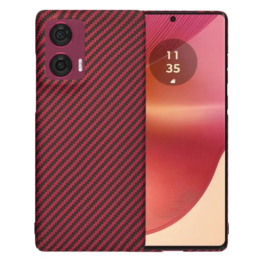  Techsuit - Karbonit Szálpajzs - Motorola Edge 50 Fusion - Piros tok - 1