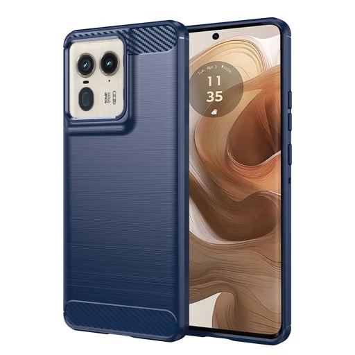  Techsuit - Szén Szilikon - Motorola Edge 50 Ultra - Kék tok - 1