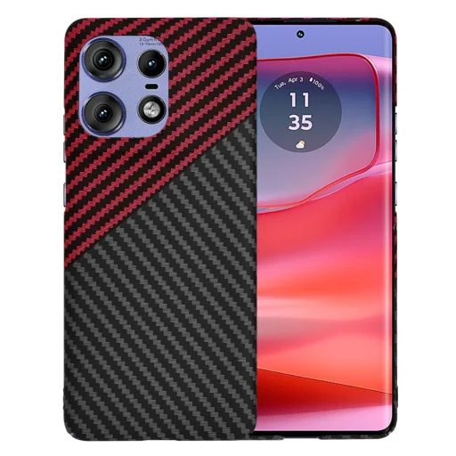  Techsuit - Karbonit SzálBurok - Motorola Edge 50 Pro - Vörös Örvény tok - 1