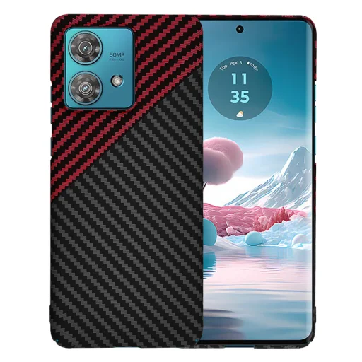  Techsuit - Karbon FibreShell - Motorola Edge 40 Neo - Vörös Vortex tok - 1