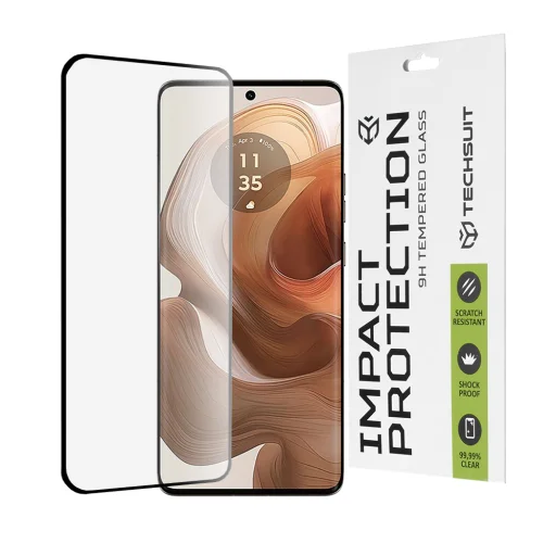  Techsuit - 111D Teljes Borítású / Teljes Ragasztású Üveg / 3D Ívelt Képernyő - Motorola Edge 50 Ultra - Fekete üvegfólia - 1