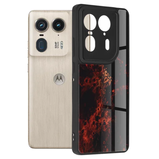  Techsuit - Glaze Sorozat - Motorola Edge 50 Ultra - Vörös Nebula tok - 1