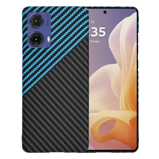  Techsuit - Karbonit Szálburkolat - Motorola Moto G85 - Kék Pulzus tok - 1