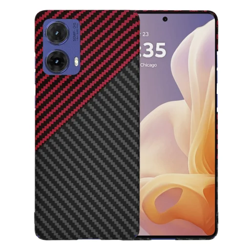  Techsuit - Karbonit Szálhéj - Motorola Moto G85 - Vörös Vortex tok - 1