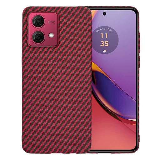  Techsuit - Karbonit SzálBurkolat - Motorola Moto G84 - Piros tok - 1