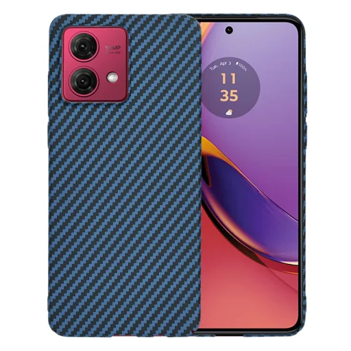  Techsuit - Szénszálas Borítás - Motorola Moto G84 - Cián tok - 1