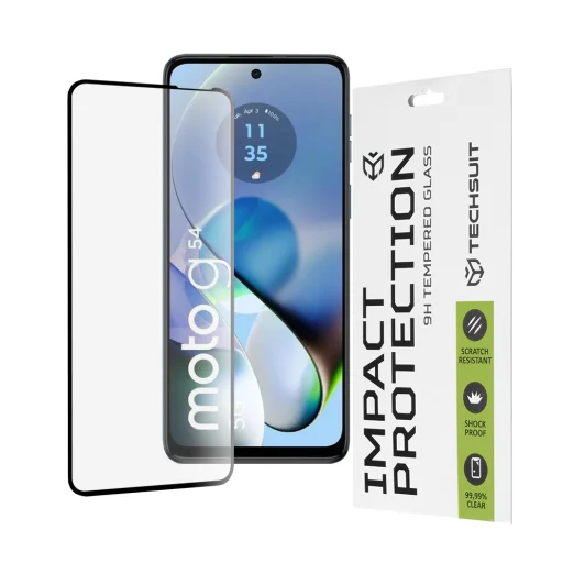  Techsuit - 111D Teljes Lefedettségű / Teljes Ragasztású Üveg - Motorola Moto G14 / Moto G54 / Moto G54 Power Edition / Moto G64 - Fekete üvegfólia - 1