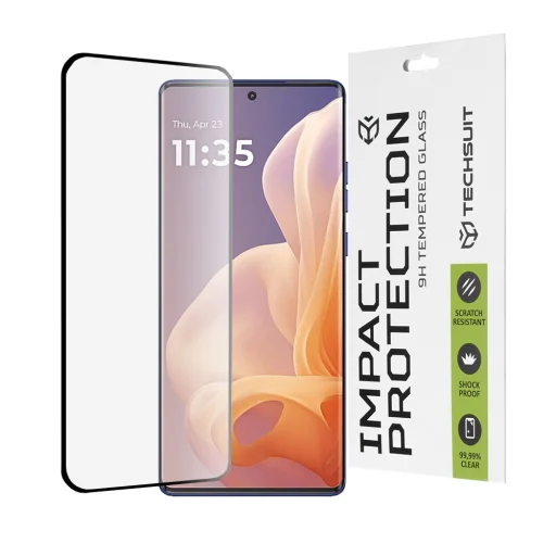  Techsuit - 111D Teljes Fedés / Teljes Ragasztás Üveg / 3D Hajlított Kijelző - Motorola Moto G85 - Fekete üvegfólia - 1