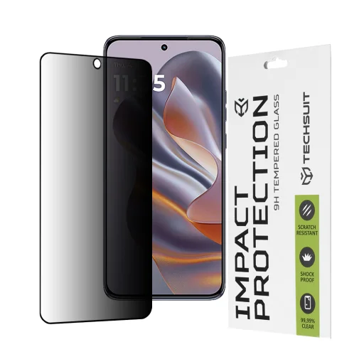  Techsuit - 111D Privacy Teljes Ragasztás - Motorola Edge 50 Neo / Motorola ThinkPhone 25 - Fekete üvegfólia - 1