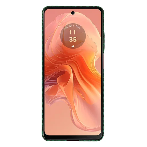  Techsuit - Karbonit SzálasHáz - Motorola Moto G04 / Moto G04s / Moto G24 / Moto E14 - Zöld tok - 2