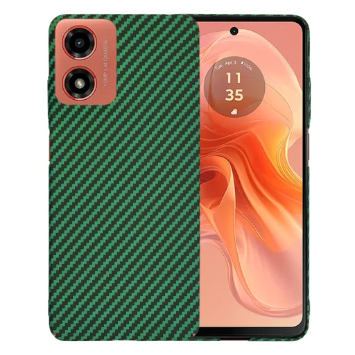  Techsuit - Karbonit SzálasHáz - Motorola Moto G04 / Moto G04s / Moto G24 / Moto E14 - Zöld tok - 1