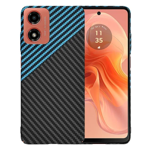 Techsuit - Karbonit Szálhéj - Motorola Moto G04 / Moto G04s / Moto G24 / Moto E14 - Kék Impulzus tok - 1