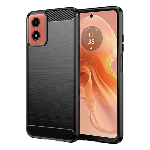  Techsuit - Carbon Szilikon - Motorola Moto G04 / Moto G04s / Moto G24 / G24 Power / Moto E14 - Fekete tok - 1