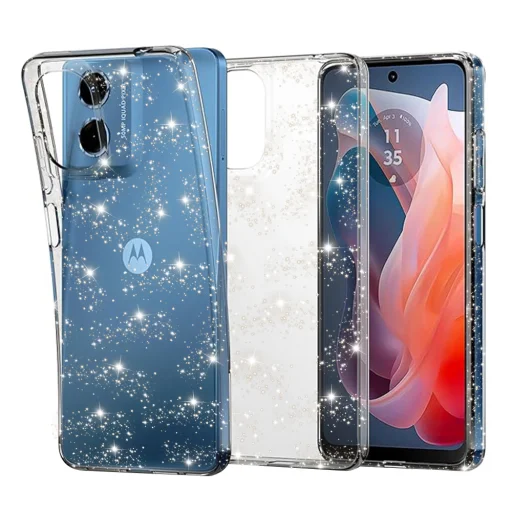  Techsuit - SparkleSkin Sorozat - Motorola Moto G04 / Moto G04s / Moto G24 / Moto E14 - Átlátszó tok - 1