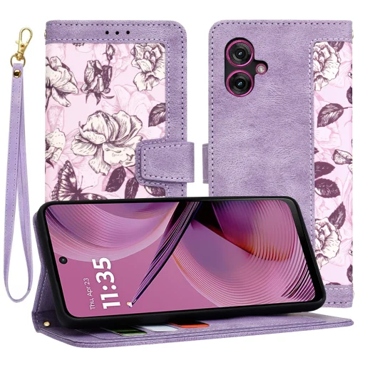 Techsuit - FlipCraft - Motorola Moto G55 - Rejtélyes Lila tok - 1