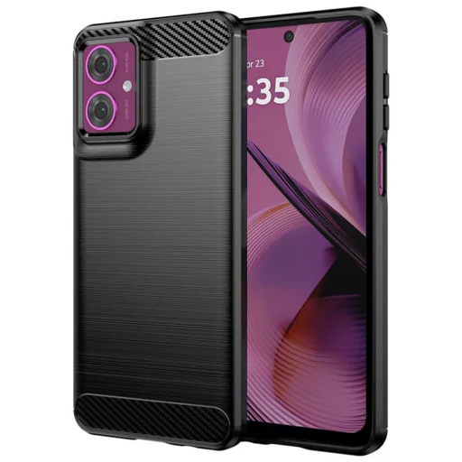  Techsuit - Szénszilikon - Motorola Moto G55 - Fekete tok - 1