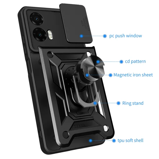  Techsuit - CamShield sorozat - Motorola Moto G35 - Fekete tok - 2