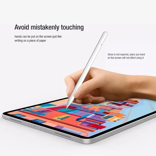  Techsuit - Stylus Toll (M2) - iPad mini 6-hoz, Pro 11/12,9 hüvelykes, Air 4/5 készülékekhez, Adszorpciós töltéssel és tenyérérzékelés-gátlóval - Fehér - 6