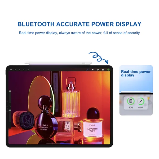  Lito - Stylus toll (K1) - Vezeték nélküli töltés, tenyér-elhanyagolás, 90mAh, iPad-hoz - Fehér - 9