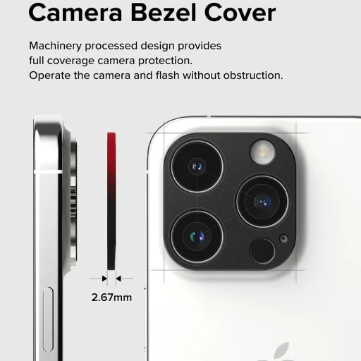 Ringke - Kamera stílus - iPhone 15 Pro / iPhone 15 Pro Max - Fekete üvegfólia - 4