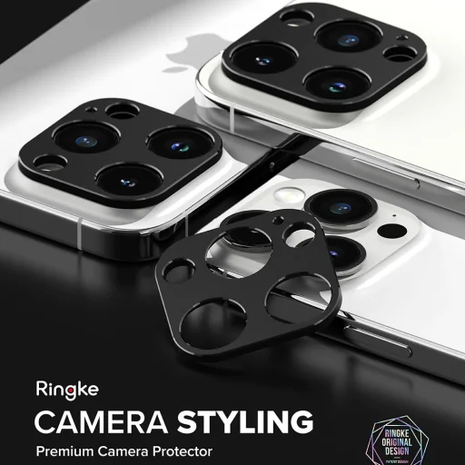  Ringke - Kamera stílus - iPhone 15 Pro / iPhone 15 Pro Max - Fekete üvegfólia - 5