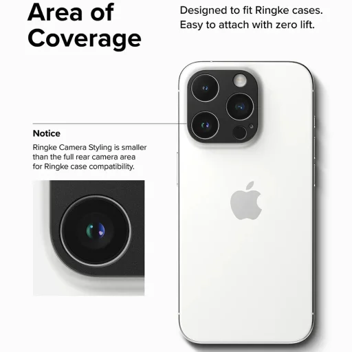  Ringke - Kamera stílus - iPhone 15 Pro / iPhone 15 Pro Max - Fekete üvegfólia - 6