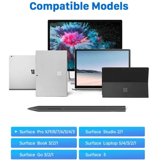  Techsuit - Stylus Toll (C581-C) - Microsoft Surface, Type-C, Tenyeret Eltüntető Technológia, Dőlésérzékenység, Oldalsó Mágneses Rögzítés, 90mAh - Fekete - 7