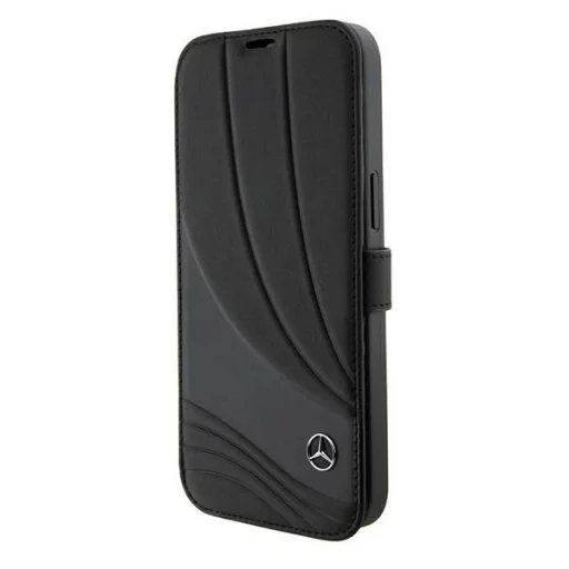 Mercedes Bőr Hullámmintás iPhone 15 Pro tok - Fekete tok - 1