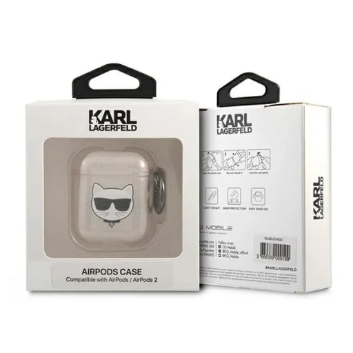 Karl Lagerfeld Csillogó Choupette Tok AirPods 1 / 2 - Arany - 4
