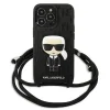 Karl Lagerfeld Bőr Monogram Patch és Zsinór Ikonikus Tok iPhone 13 Pro / 13 - Fekete tok - 2