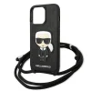 Karl Lagerfeld Bőr Monogram Patch és Zsinór Ikonikus Tok iPhone 13 Pro / 13 - Fekete tok - 5