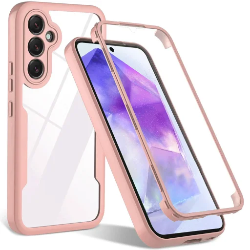  Techsuit - ColorVerse 360 Series + Képernyővédő - Samsung Galaxy S24 FE - Rózsaszín tok - 1