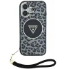  iPhone 16 Fekete Guess HC IML Leopárd Háromszög Zsinór Pánt MagSafe tok - 9