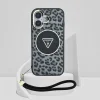  iPhone 16 Fekete Guess HC IML Leopárd Háromszög Zsinór Pánt MagSafe tok - 10