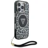  iPhone 16 Pro Fekete Guess HC IML Leopard Triangle Cord Strap MagSafe tok thumbnail