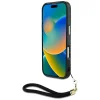  iPhone 16 Pro Fekete Guess HC IML Leopard Triangle Cord Strap MagSafe tok thumbnail
