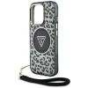  iPhone 16 Pro Fekete Guess HC IML Leopard Triangle Cord Strap MagSafe tok thumbnail