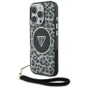  iPhone 16 Pro Fekete Guess HC IML Leopard Triangle Cord Strap MagSafe tok thumbnail