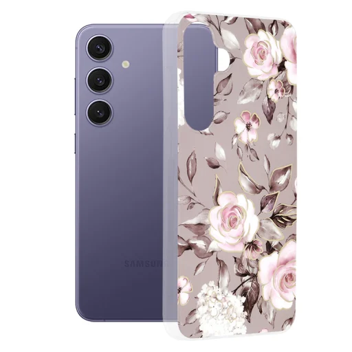  Techsuit - Márványsorozat - Samsung Galaxy S24 Plus - Ruth Szürke Virágzása tok - 1