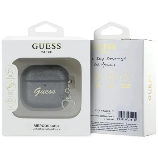 Guess Metallic Script Charm tok AirPods 4 - Fekete - 3