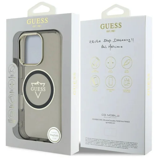  iPhone 16 Pro fekete Guess IML Metal Mountain Logo MagSafe tok - 8