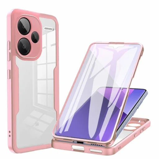  Techsuit - ColorVerse 360 sorozat + képernyővédő - Xiaomi Redmi Note 13 Pro+ 5G - Rózsaszín tok - 1