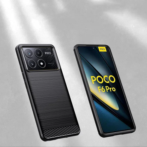  Techsuit - Szénszilikon - Xiaomi Poco F6 Pro - Fekete tok - 2