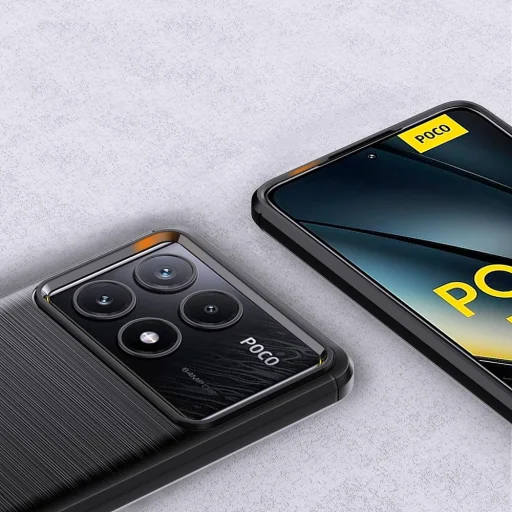  Techsuit - Szénszilikon - Xiaomi Poco F6 Pro - Fekete tok - 3