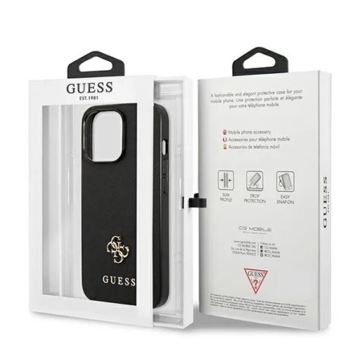 Guess Saffiano 4G Small Metal Logo iPhone 13 Pro / 13 6.1" tok - fekete - 8