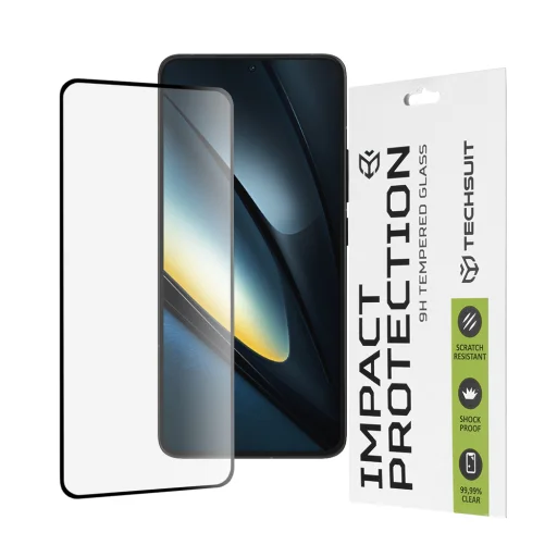  Techsuit - 111D Teljes Borítás / Teljes Ragasztás Üveg - Xiaomi Poco F6 Pro - Fekete üvegfólia - 1