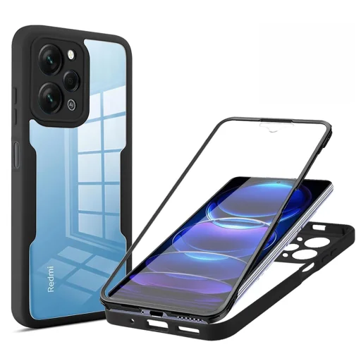  Techsuit - ColorVerse 360 Széria + Képernyővédő - Xiaomi Redmi 12 4G - Fekete tok - 1