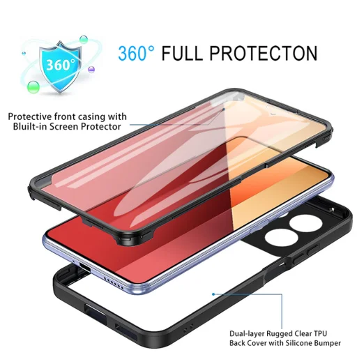  Techsuit - ColorVerse 360 Sorozat + Képernyővédő - Xiaomi Redmi Note 13 Pro 4G / Poco M6 Pro 4G - Rózsaszín tok - 5