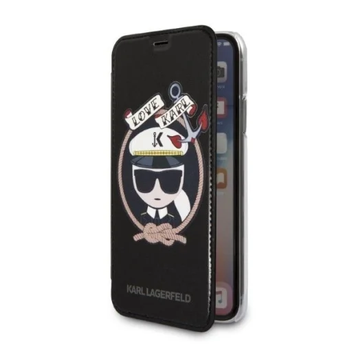Karl Lagerfeld Signature Glitter fliptok iPhone X/XS - Fekete - 2