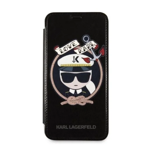 Karl Lagerfeld Signature Glitter fliptok iPhone X/XS - Fekete - 5